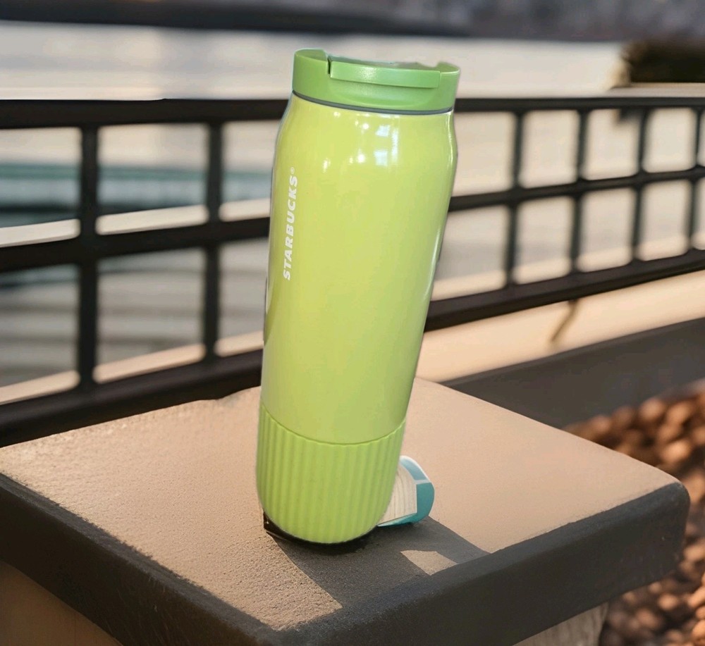 RARE Starbucks Lime Green 20oz Vacuum Insulated Tumbler Ribbed Hot Up To 7 Hrs