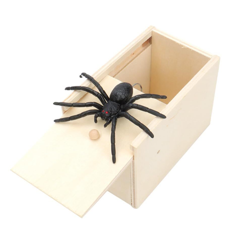 Spoofing prank toy spider spooks a wooden box,Wooden Spider Box,Spider Money ...