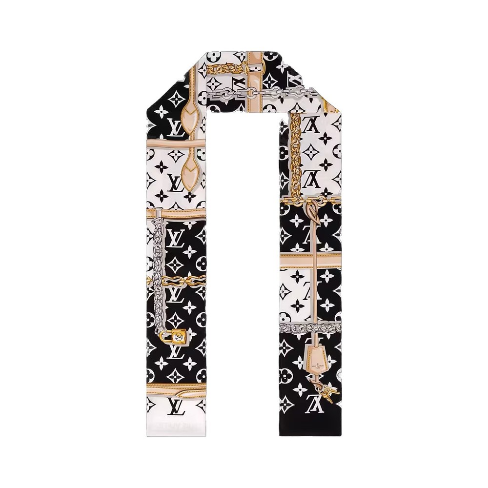 Louis Vuitton M78656 Monogram Confidential Silk Scarf Black White Bandeau