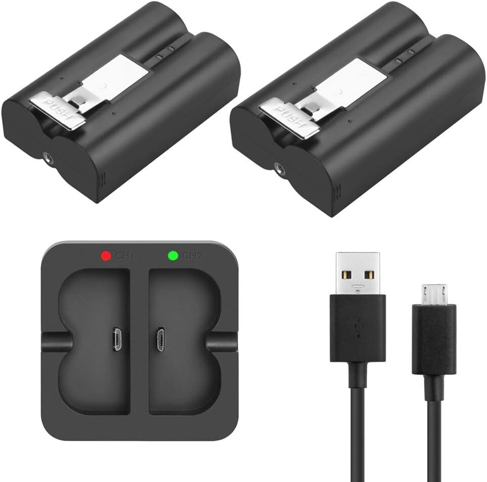 2 Pack 6400mAh Rechargeable Lithium-Ion Batteries with Dual Charging Station