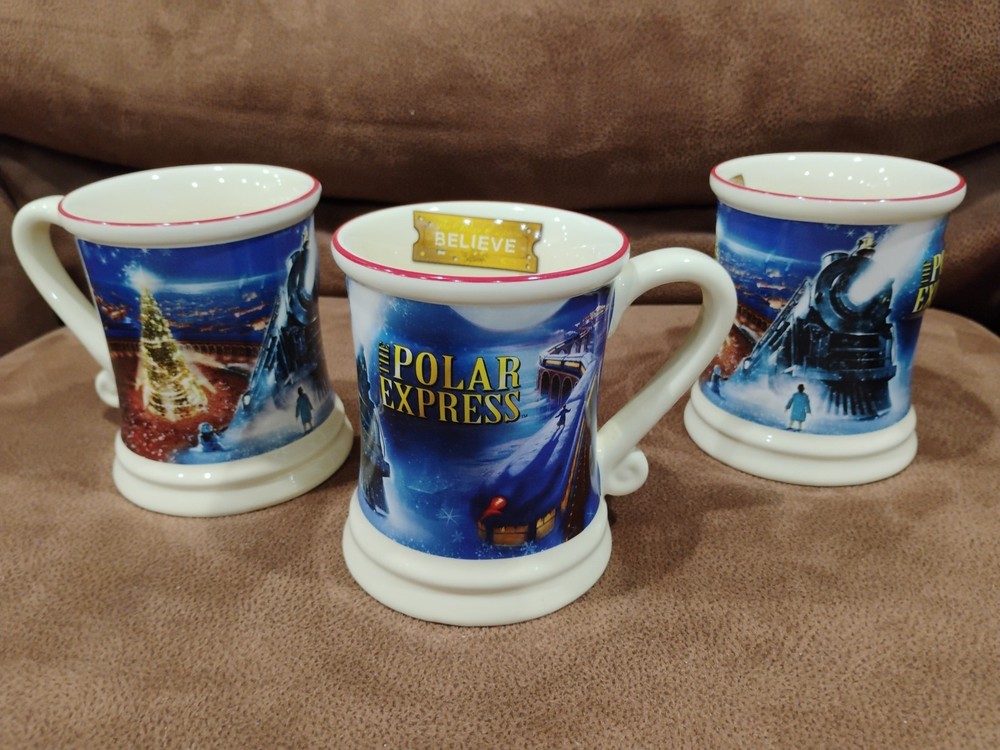 3D Polar Express Believe Ceramic Mug Set of 3 for Hot Chocolate Coffee Tea