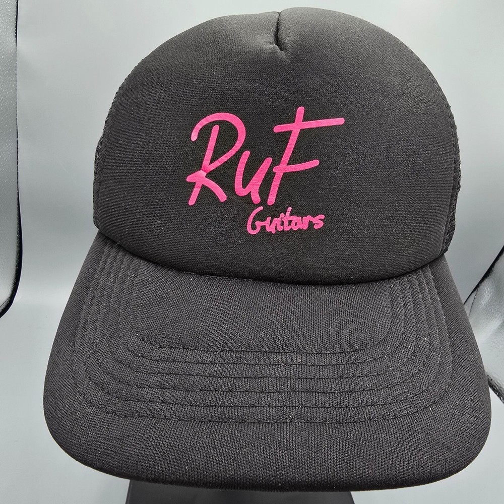 Ruf Guitars Black and Pink Mesh Panel Snapback Headwear USA Trucker Hat
