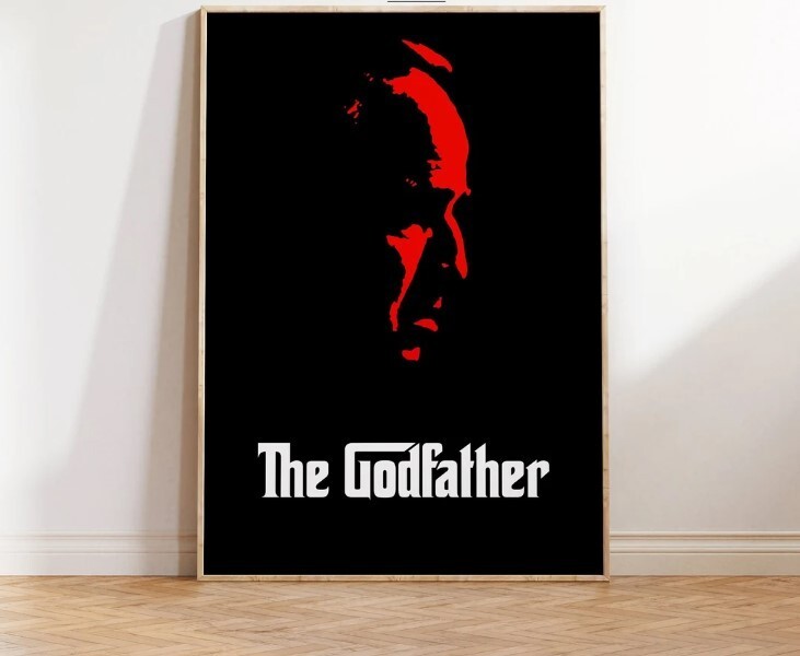 Vintage The Godfather Movie Poster Featuring Marlon Brando and Al Pacino