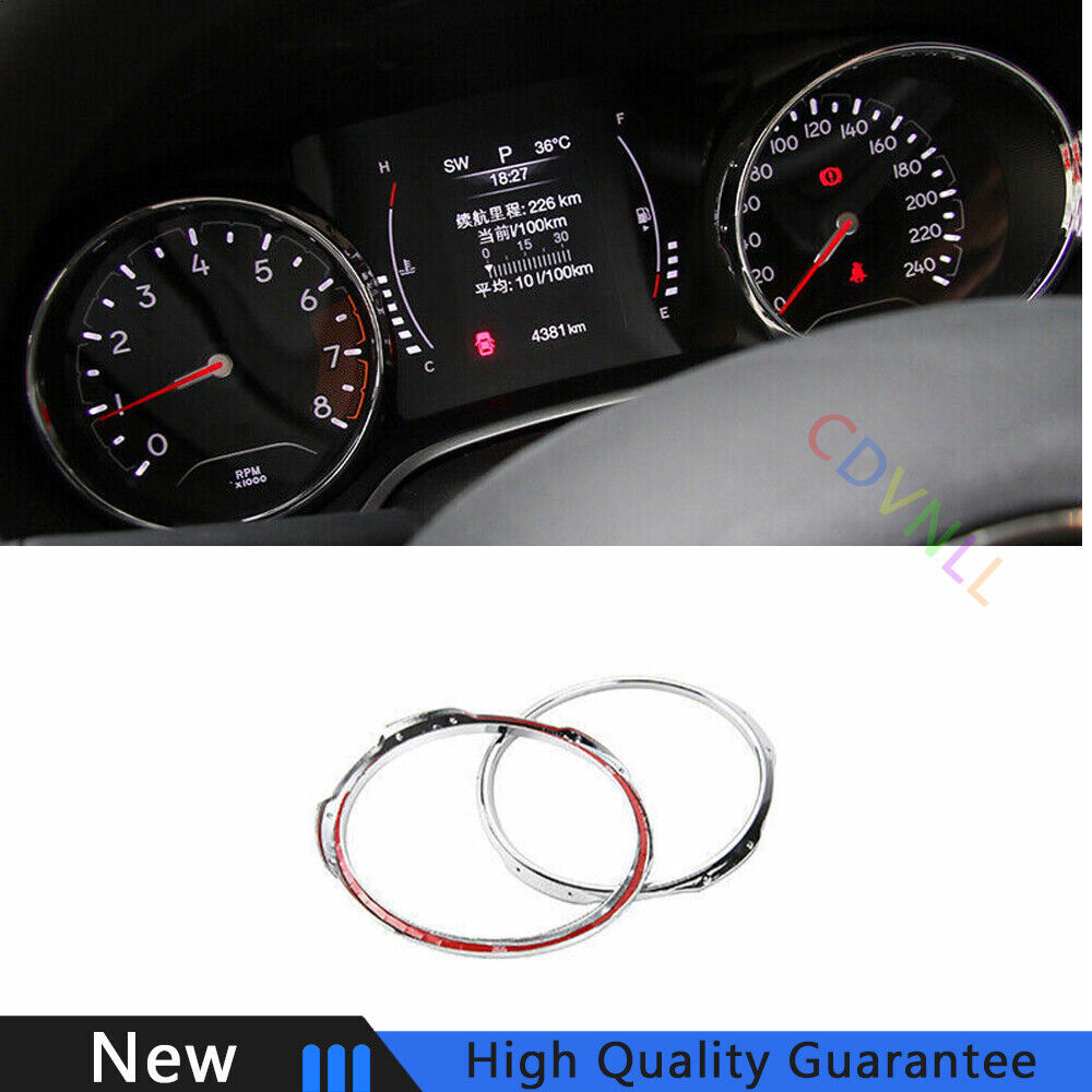 For Jeep Compass 2017-2020 Chrome Silver Car Dashboard Frame Decor Cover Trim 2X