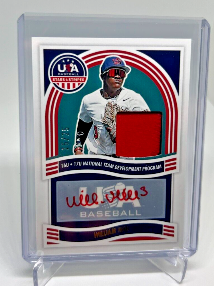 2024 Panini Stars and Stripes 16u/17u National Team William Hill Prime /25 Auto Patch RC