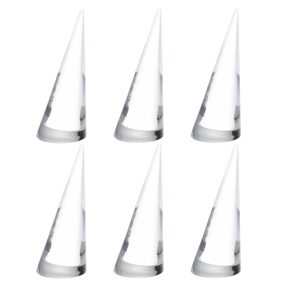 6Pcs Cone Shape Acrylic Ring Display Holder Jewelry Showcase Stand (Clear)