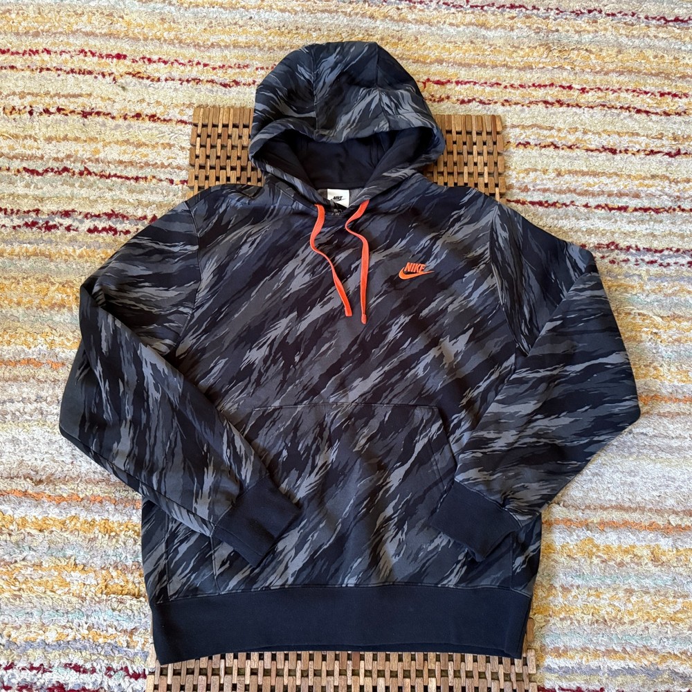Nike Sportswear Club Men's Pullover Hoodie Black Camo Men's Size Medium M