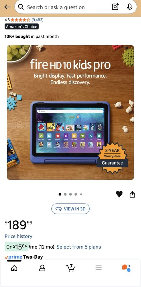 Amazon Fire HD 10 Kids Pro Tablet 13th Gen 32GB Purple & Blue 10.1 IPS LCD Wi-Fi