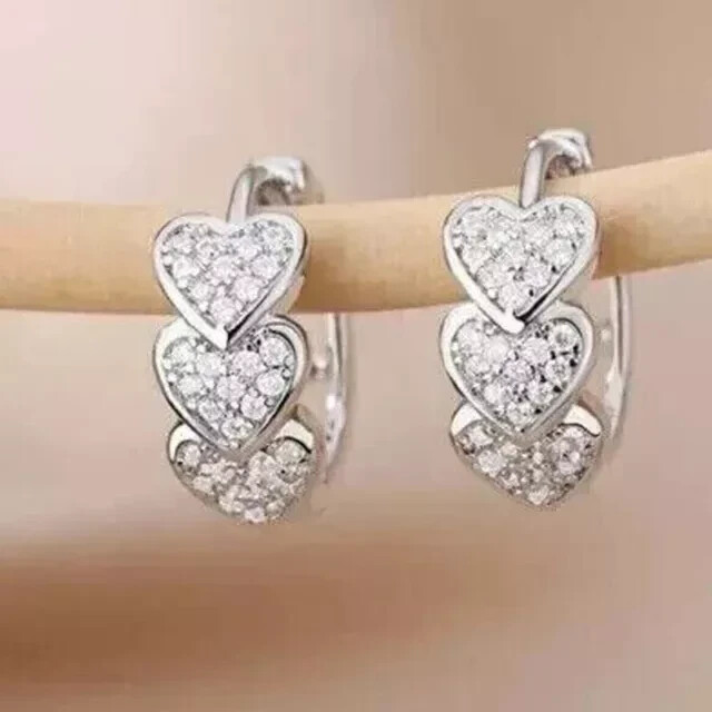 2Ct Round Cut Real Moissanite Women Huggie Hoop Earrings 14k White Gold Plated