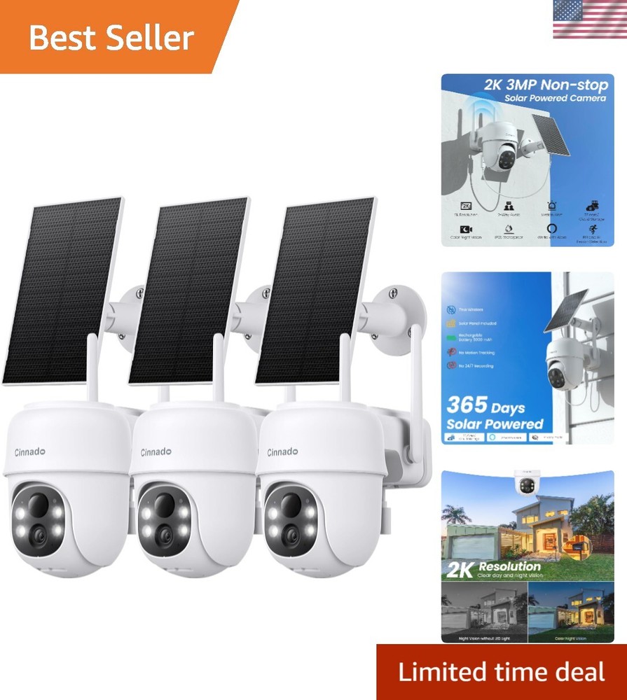 2K Cameras for Home Security-2.4G WiFi Outdoor Camera Wireless Solar/Battery ...