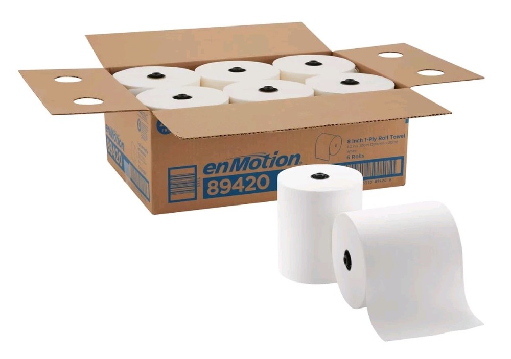 enMotion 1-Ply Hardwound Paper Towels 8 Inch Wide 6 Rolls per Case