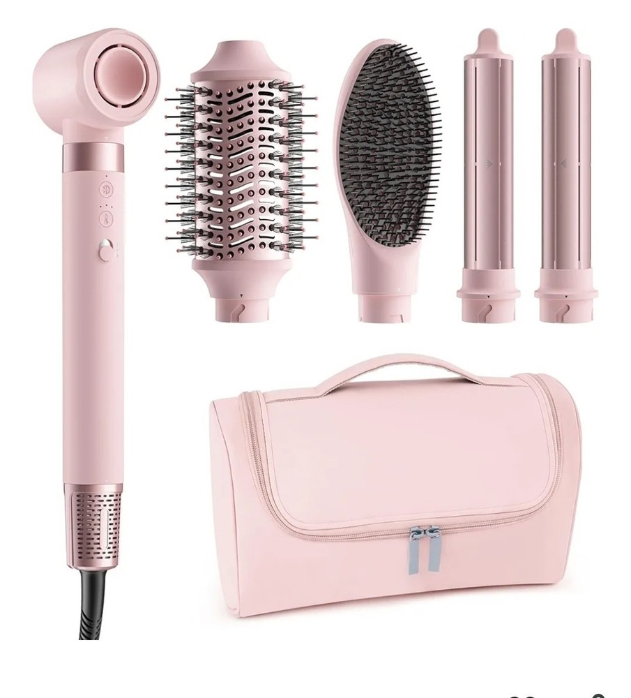 5 in 1 Hot Air Styler Wrap - High-Speed Hair Dryer Brust with Auto Wrap Curlers,