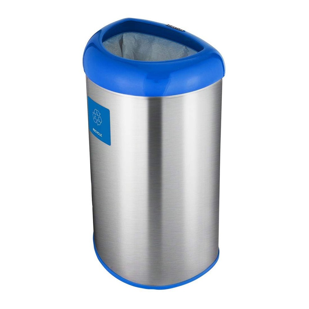 Open Top Trash Can Large Silver