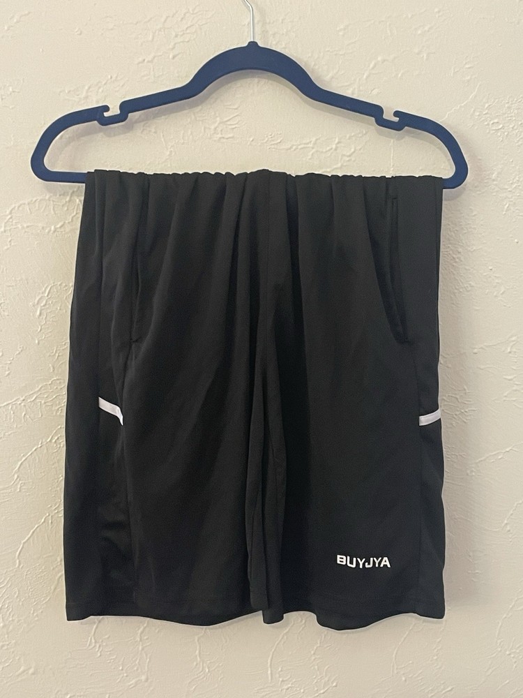 BUYJYA Men’s Athletic Shorts Black Lightweight Gym Running Training Activewear