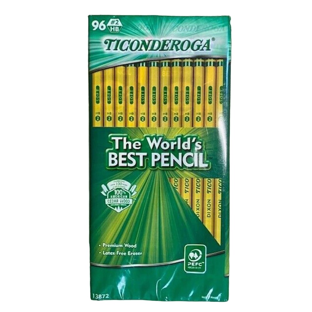 Dixon Ticonderoga HB #2 Woodcase Pencils Soft Yellow Barrel 96 Pack