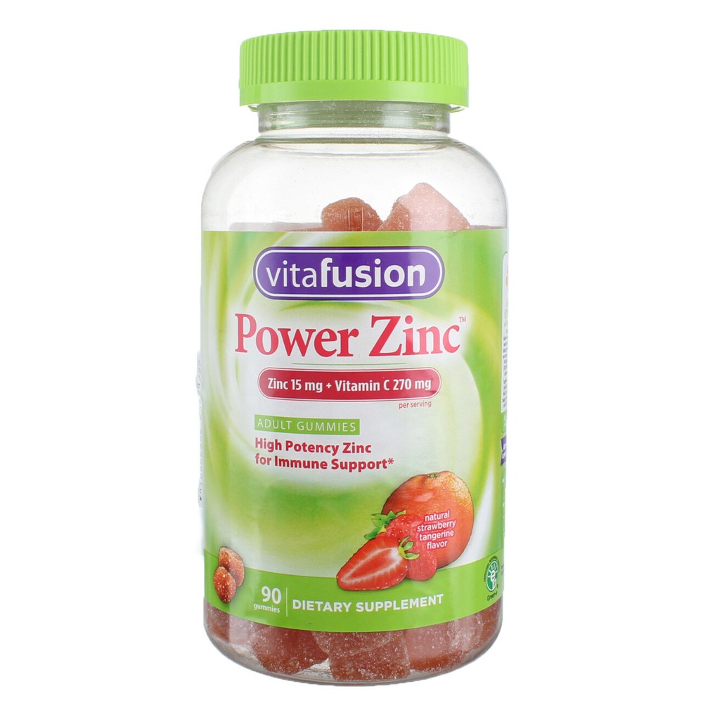 5 Pack Vitafusion Power Zinc Adult Gummies, Natural Strawberry Tangerine, 15 ...
