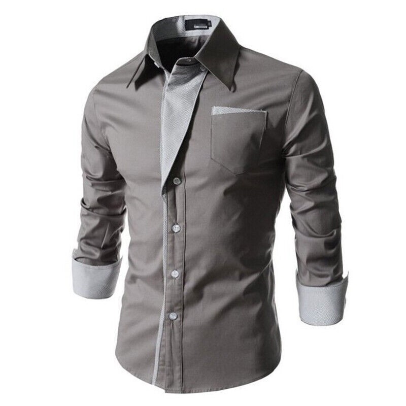 Men's Casual Shirt Button Down Slim Fit Long Sleeve Formal Shirts Dress Tops Tee
