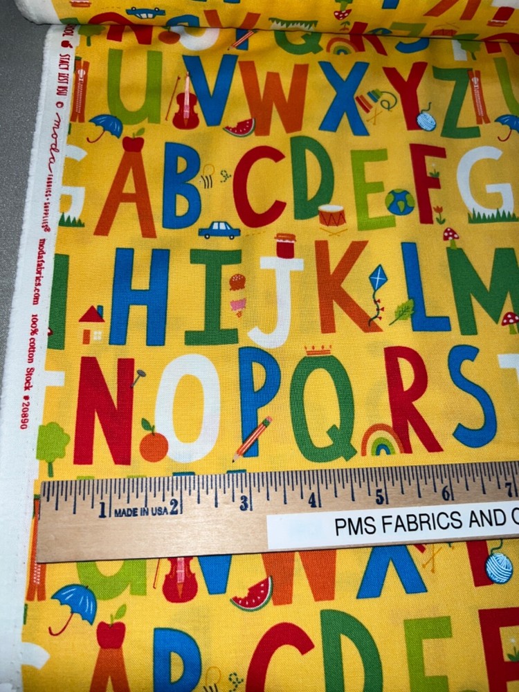 MODA Back to School 100% cotton fabric by the yard 36x44 ABC image 20890 12