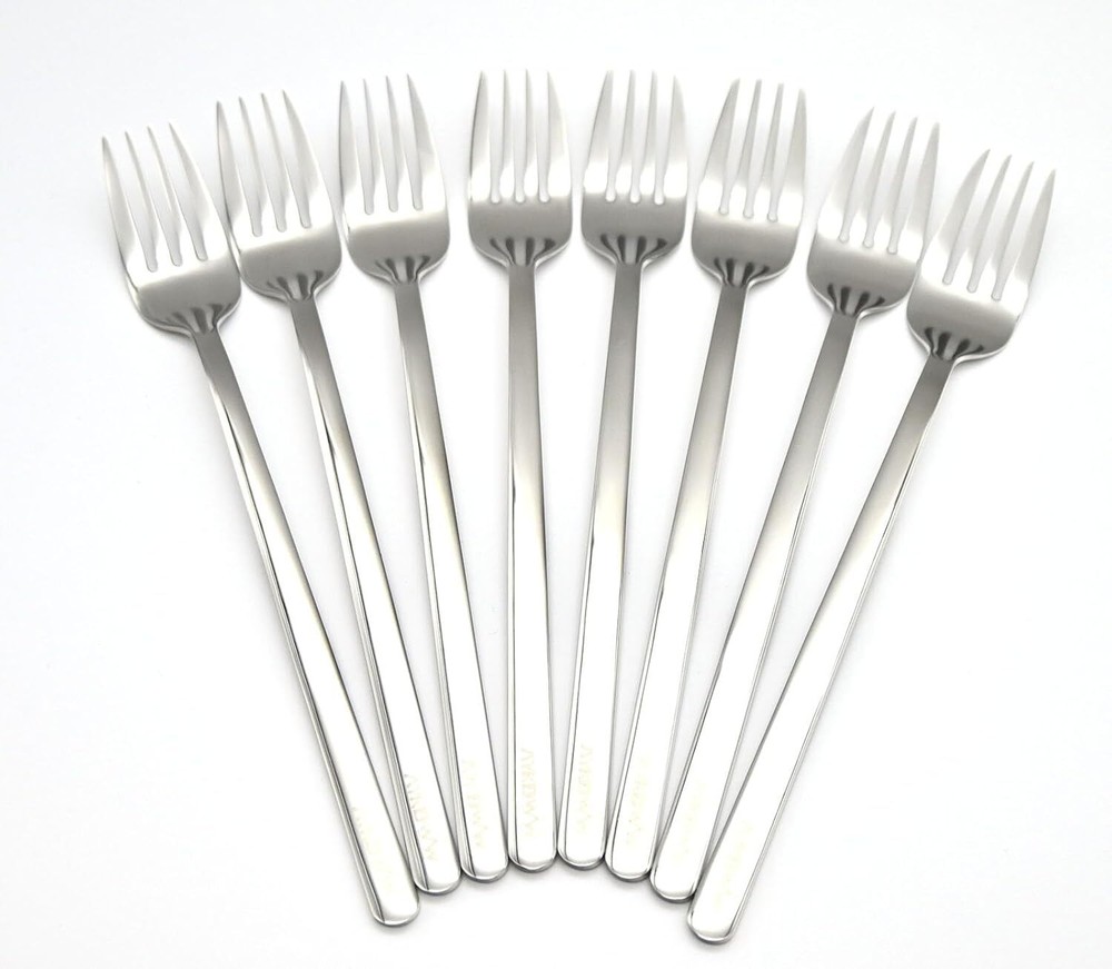 8-Piece 304 Stainless Steel Dinner Forks with Longer Handles, Dishwasher Safe
