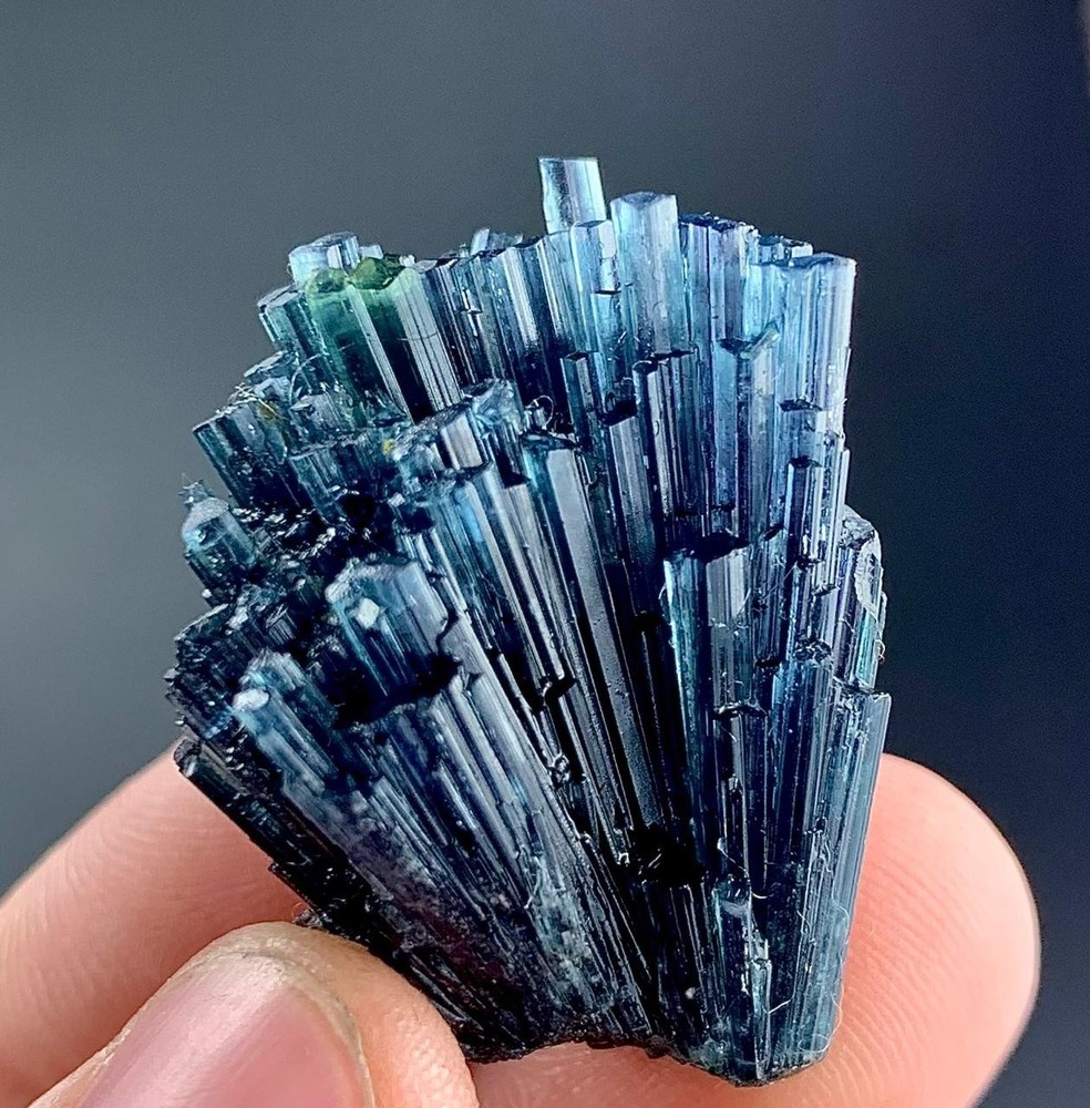 82 Carat Blue Bunch Of Tourmaline Crystal Specimen From Afghanistan