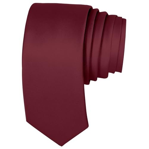 Black Slim Skinny Tie 2.35 Inch 6CM Solid Burgundy Formal Necktie