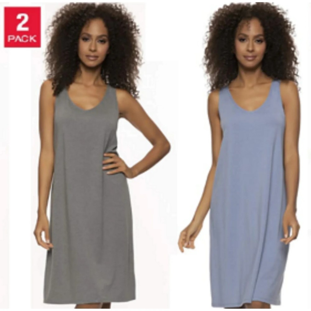Felina Women's Modal Stretch Sleeveless Sleep Dress 2-Pack