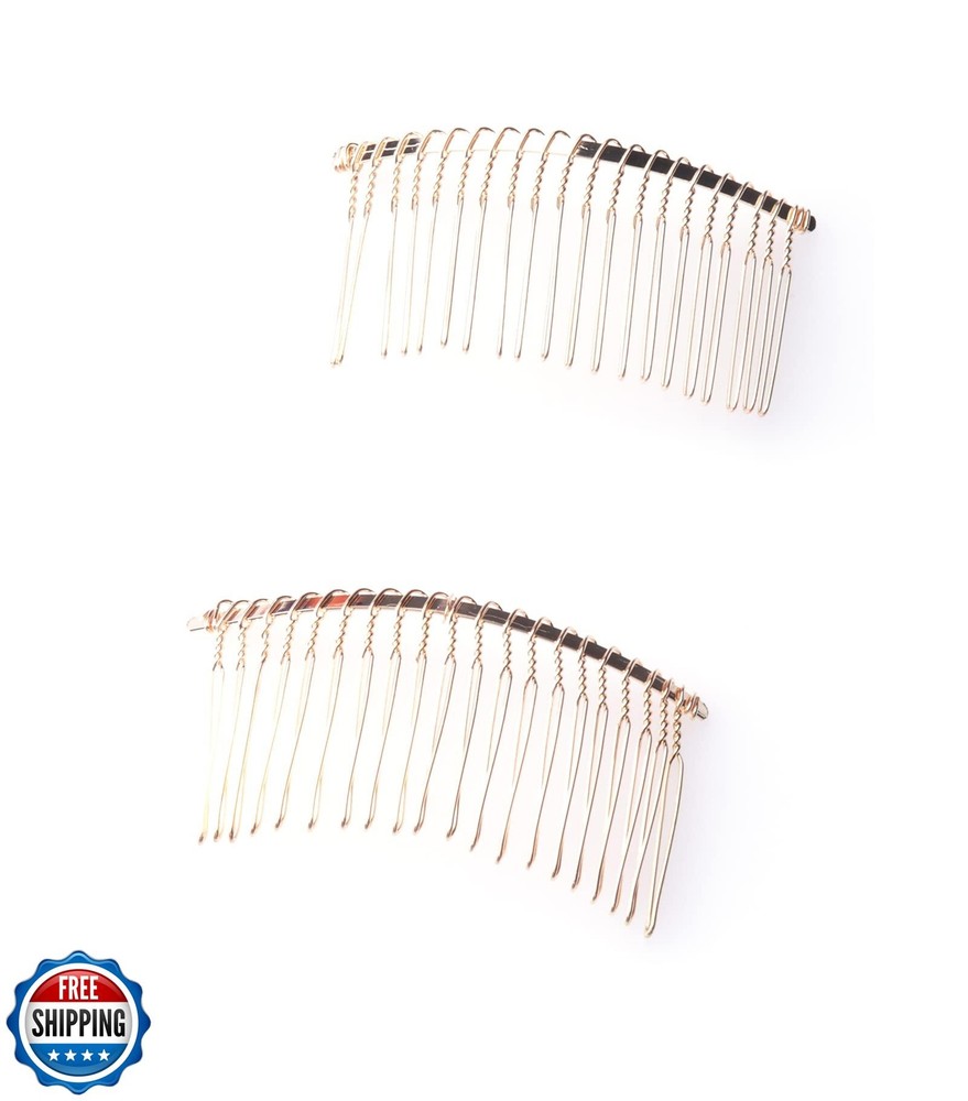 Ruwado 2 Pcs Wedding Veil Hair Side Comb Metal Black Twist Wire Curved Classi