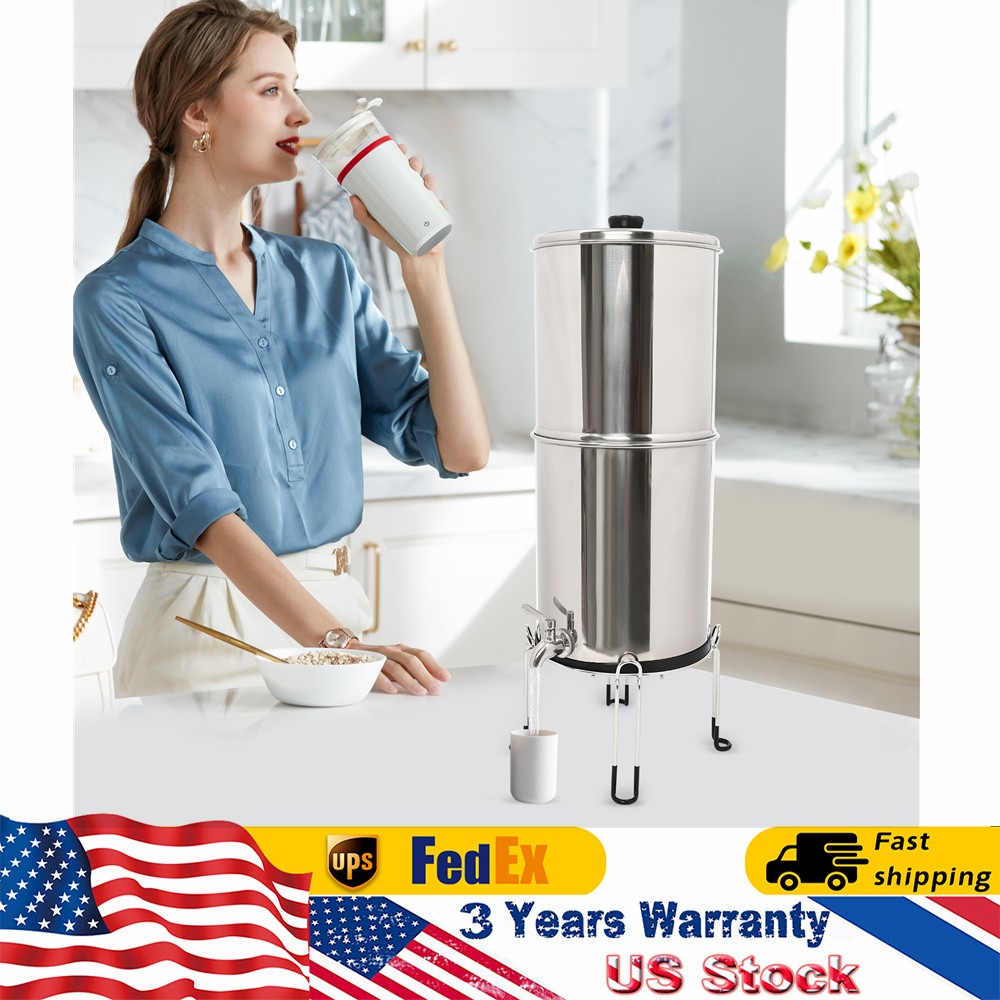 Gravity-fed 2.25-Gallon Stainless Steel Countertop Water Filter System
