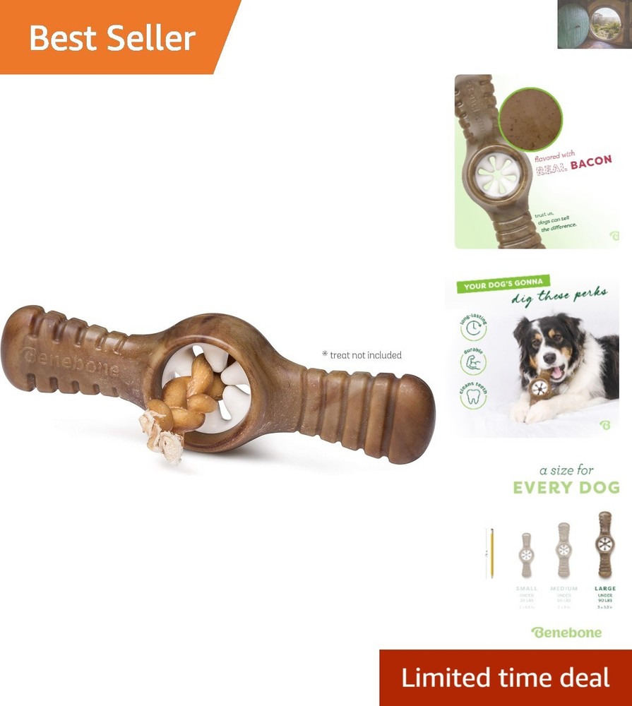 Durable Pawplexer Chew Toy with Real Bacon Flavor for Large Dogs - Made in USA