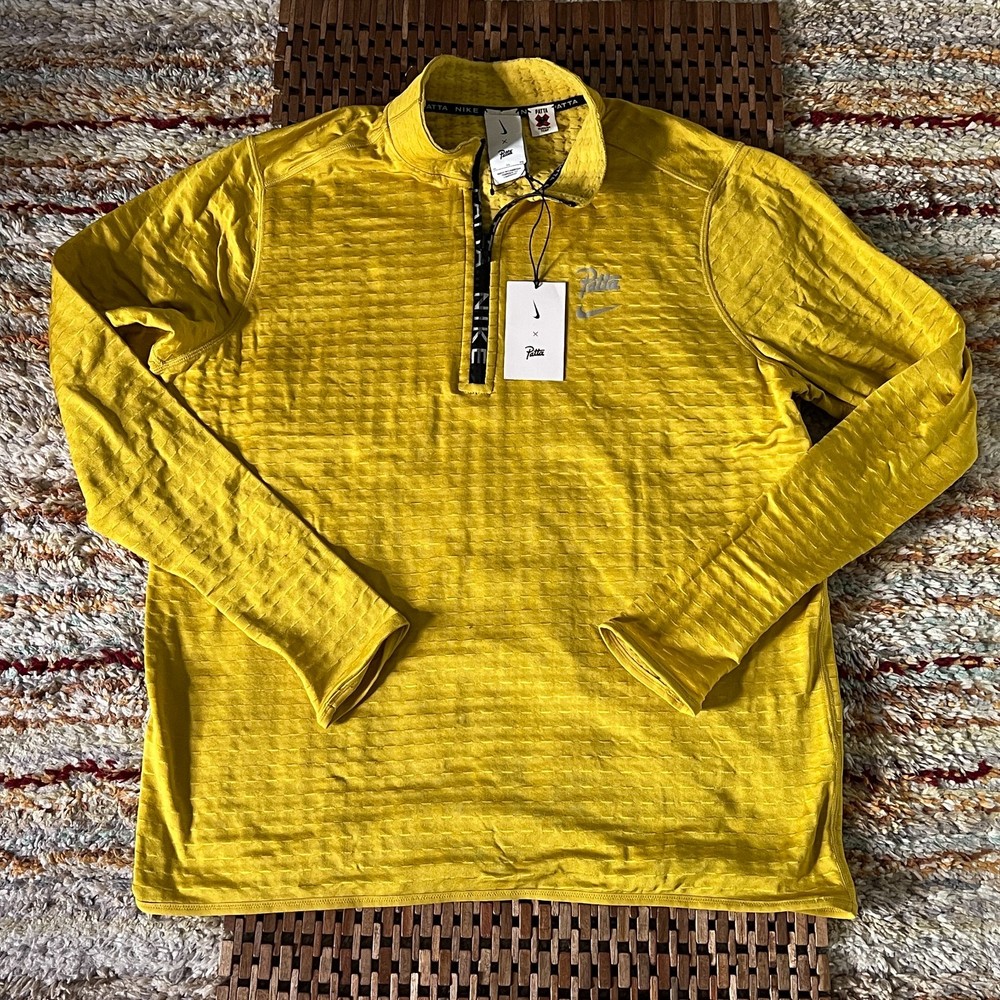 Nike x Patta Running NWT 1/4 Zip Performance Base Layer Sweater Yellow XL