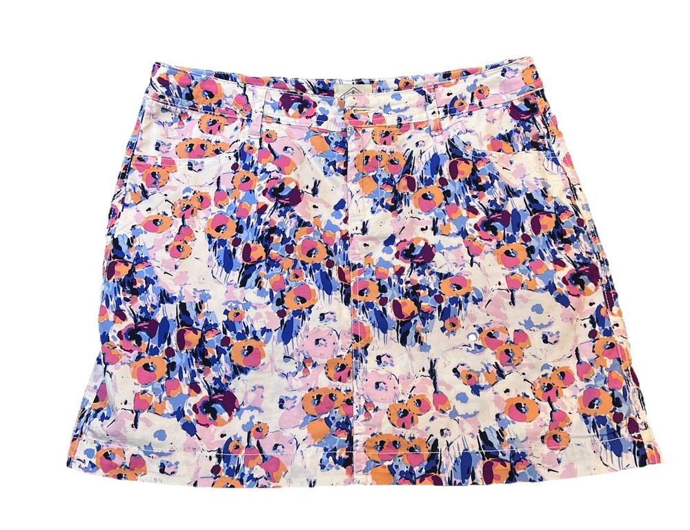 St John’s Bay Floral Print Skort Womens Size 10 White And Blue