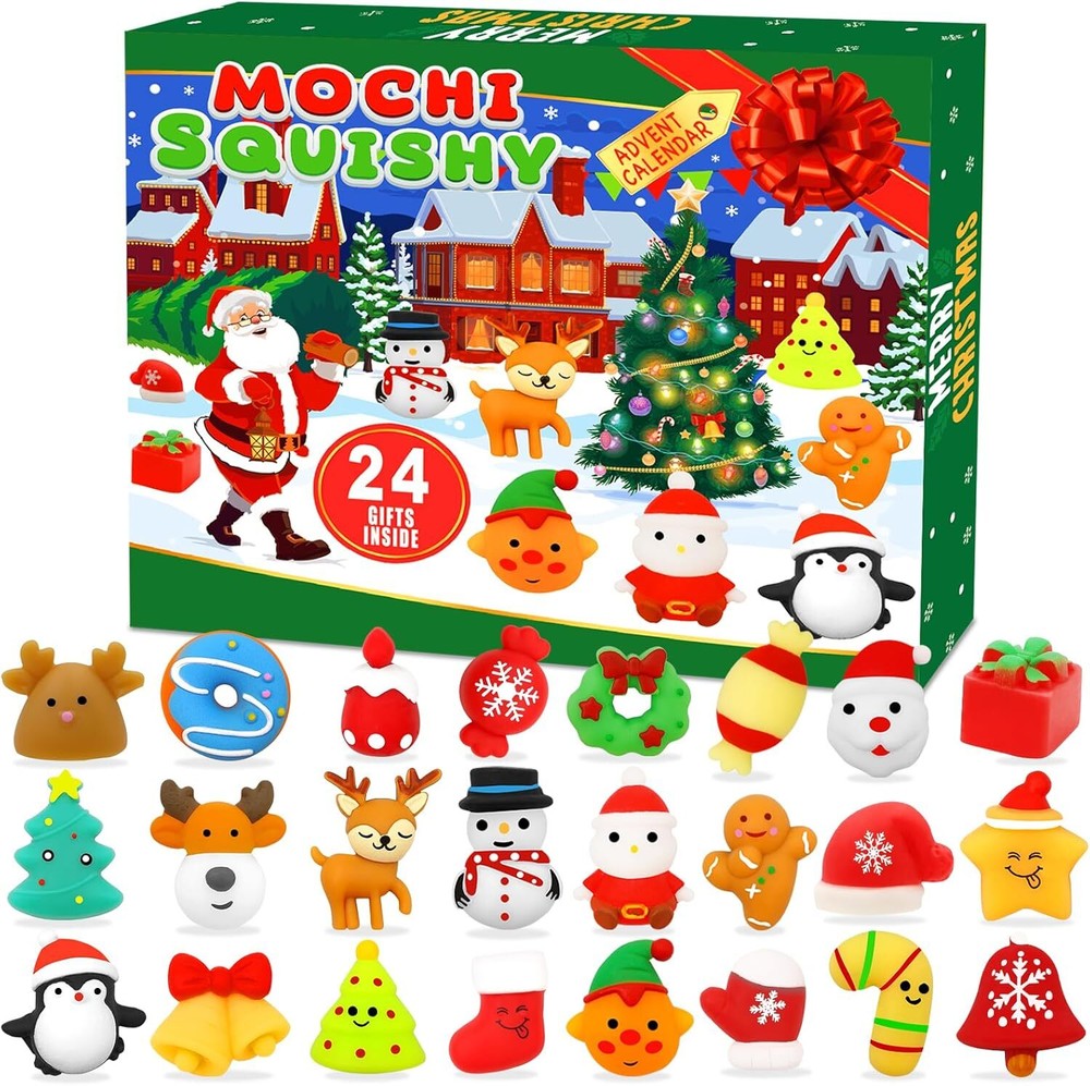 Advent Calendar 2024 with 24 Days Mochi Squishy Christmas Countdown Calendar for