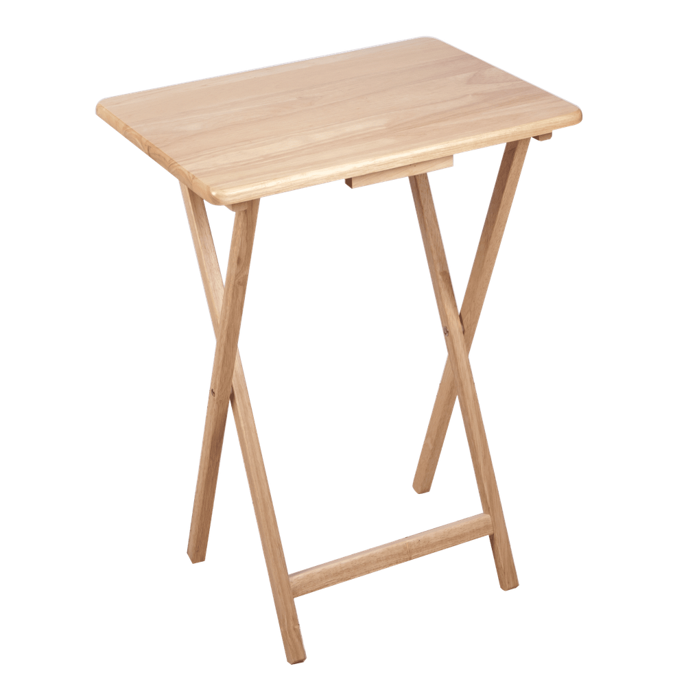 2 PCS Lightweight Folding TV Tray Table L19xW15xH26 Space Saving Rubberwood