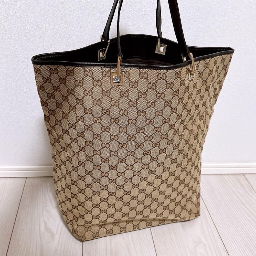 Gucci Large Canvas Tote Bag with Leather Handles New Classic Style