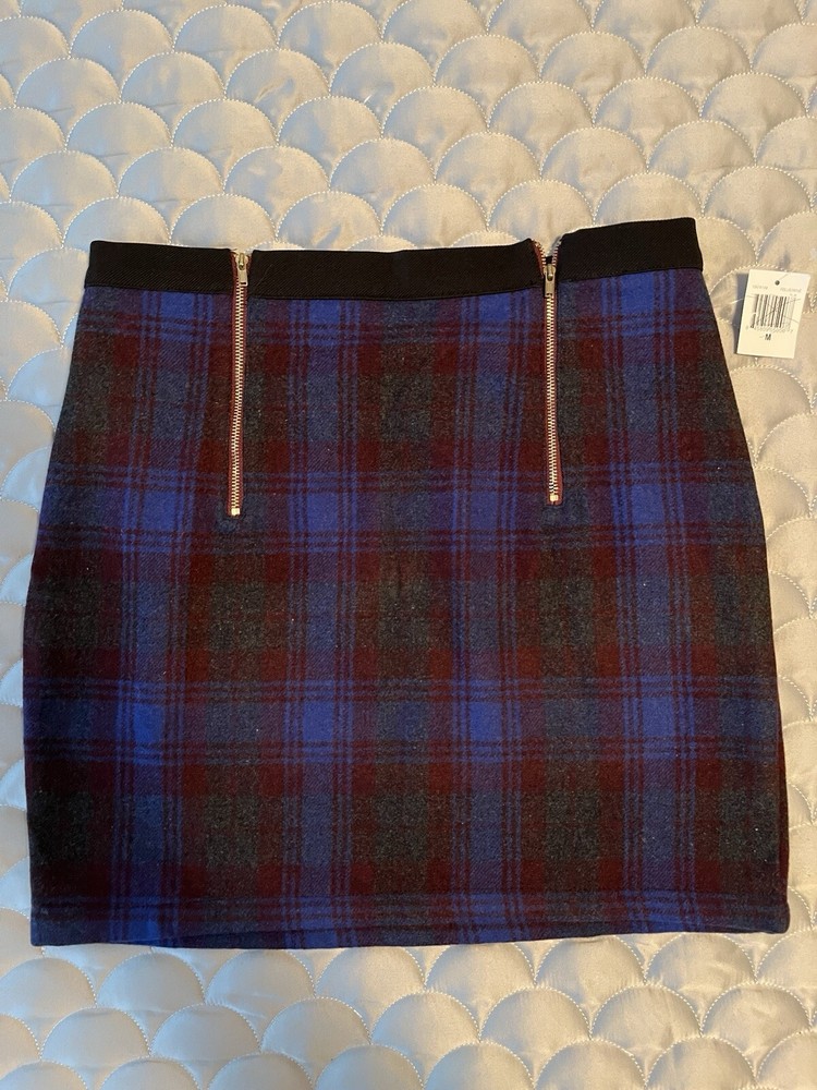 DOUBLE ZERO Plaid Wool Blend Mini Skirt Size M NWT-image