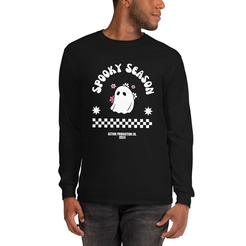 Spooky Season Halloween T-Shirt | Black Cartoon Ghost Tee | Fun & Festive Hallow