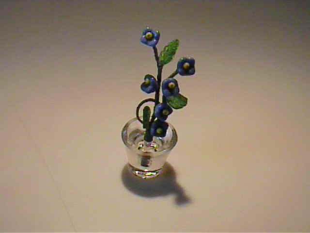 Vintage Miniature Dollhouse All Glass Blue Flower Planter