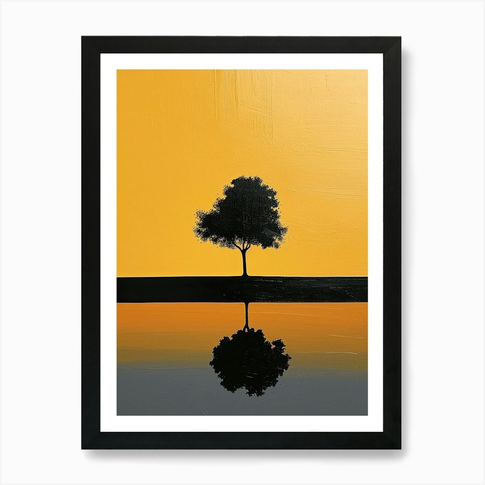 Tree In The Water, Minimalism Art P Framed Wall Art Poster Canvas Print Picture