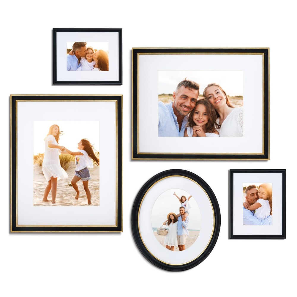 Mixed Gallery Wall Frame Set, (2) 16x20 Inch, (1) 11x14 Inch, and (2) 8x10 In...