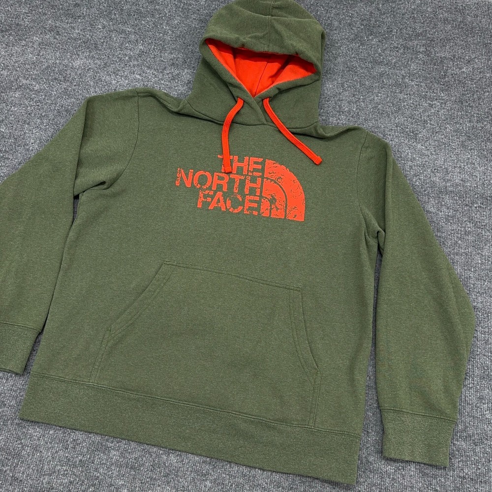 The North Face Men's L Green & Orange Fleece Hoodie for Outdoor Hunting