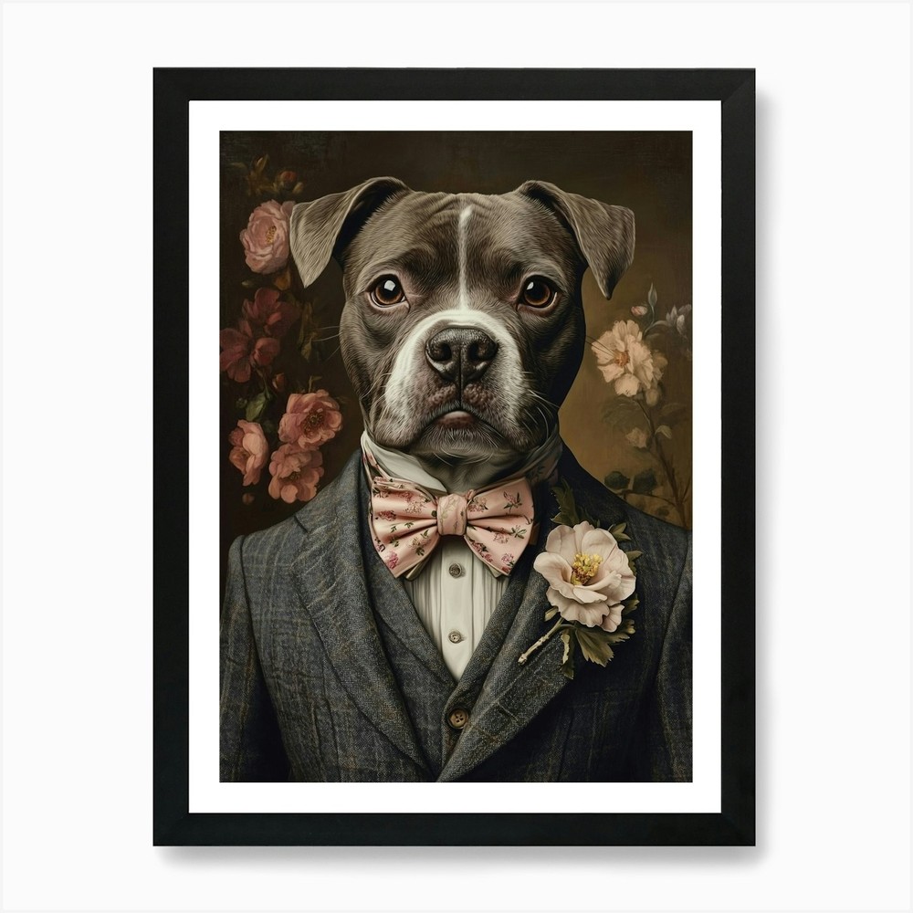 Staffy Staffordshire Bull Terrier D Framed Wall Art Poster Canvas Print Picture