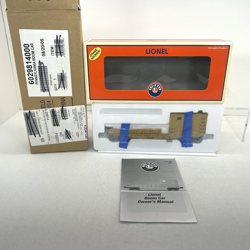 Lionel O Gauge PRR Boom Car #491063 with Crane Sounds and Crew