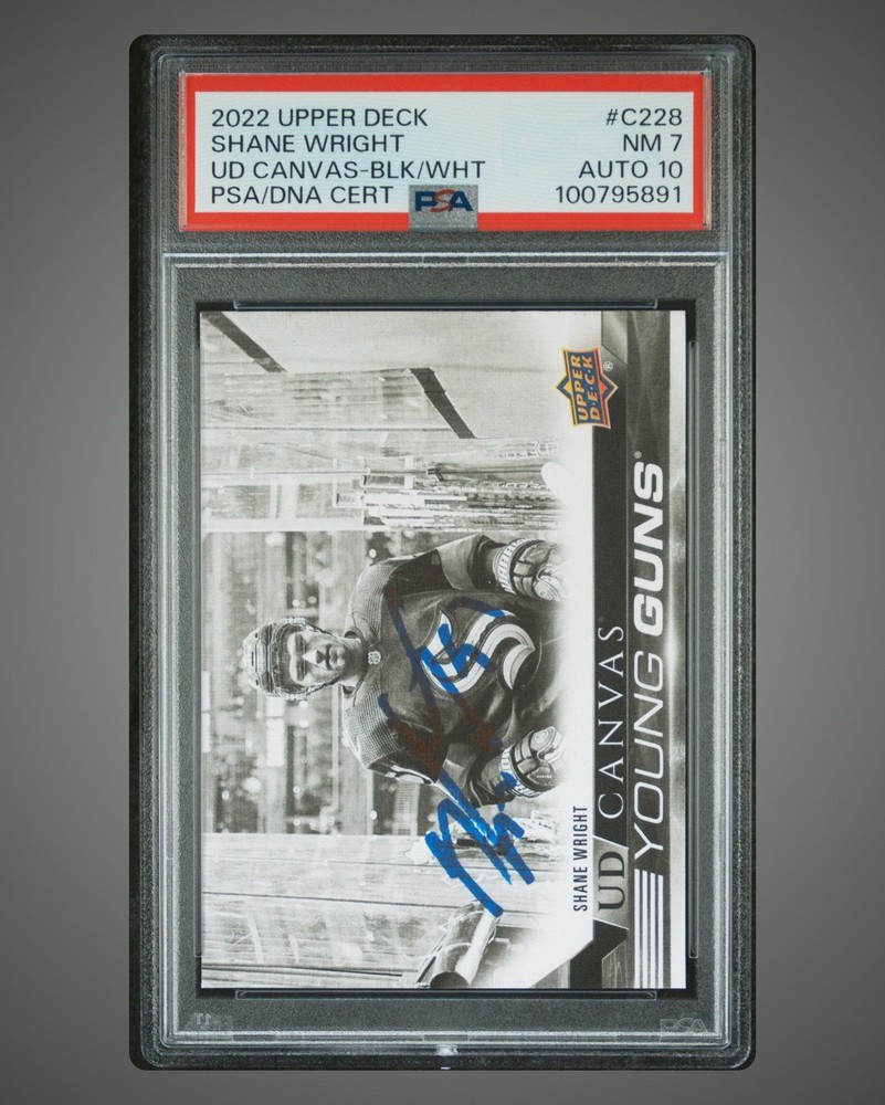 2022-23 Upper Deck Shane Wright B&W Canvas Young Guns RC #C228 PSA 7 AUTO 10