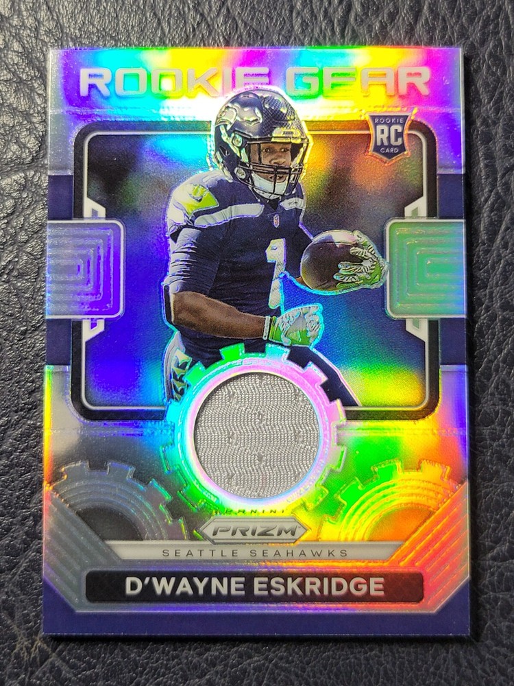 D'Wayne Eskridge 2021 Prizm Rookie Gear Silver Patch Seahawks Dolphins Michigan