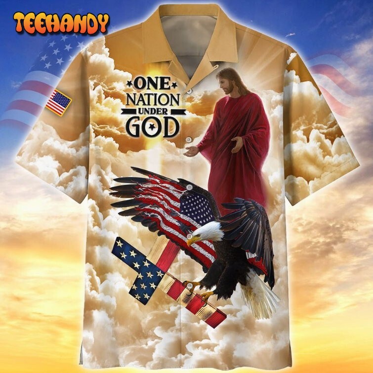 One Nation Under God 3D Patriotic Hawaiian Shirt for 4th of July
