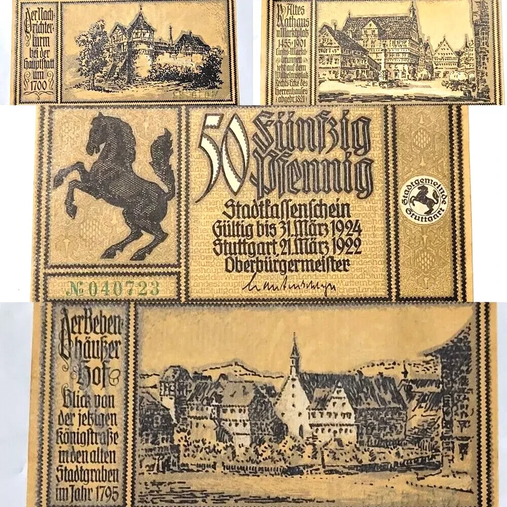 Germany Stuttgart Lot of 3 Banknotes  1922-1924 Lot #1