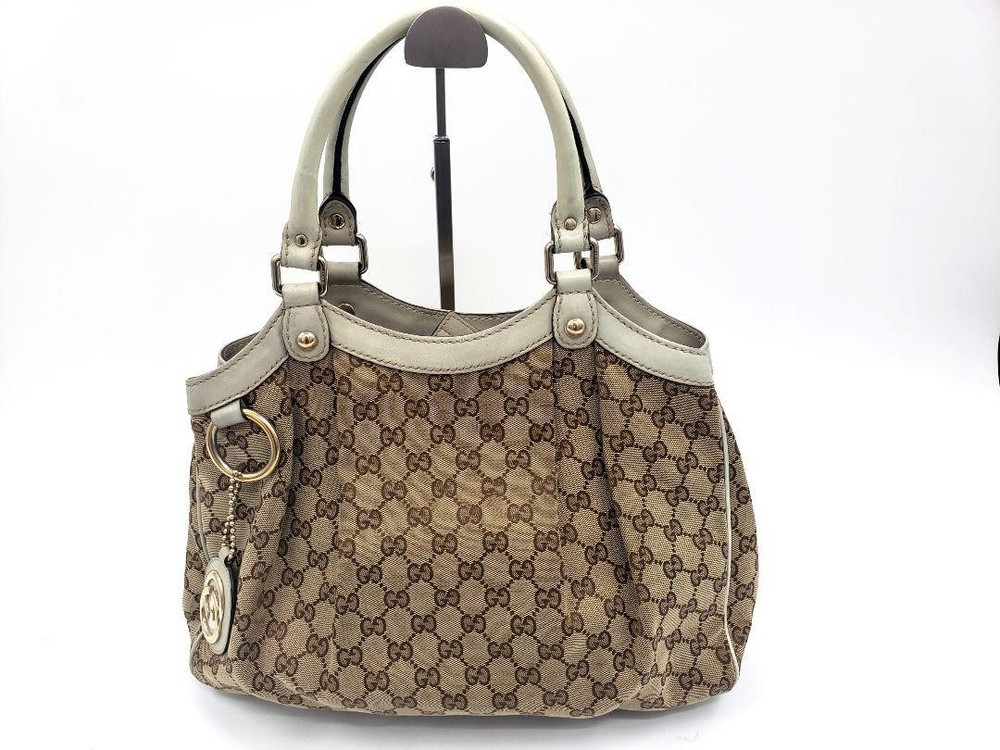Vintage GUCCI GG Canvas Suki Handbag in Beige Brown