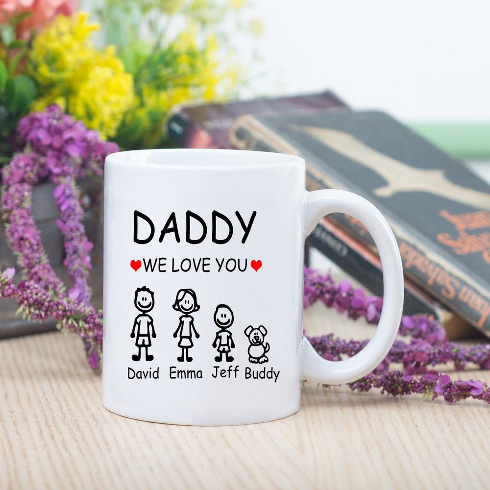 Daddy Coffee Mug Personalized Names Coffee Mug Father's Day Gifts Grandpa Mug
