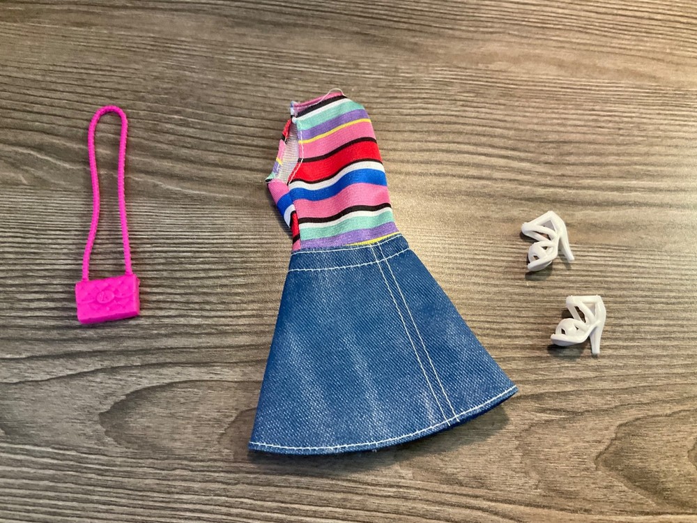 Mattel Barbie Doll Clothes Multicolor Dress Shoes Purse Outfit Lot
