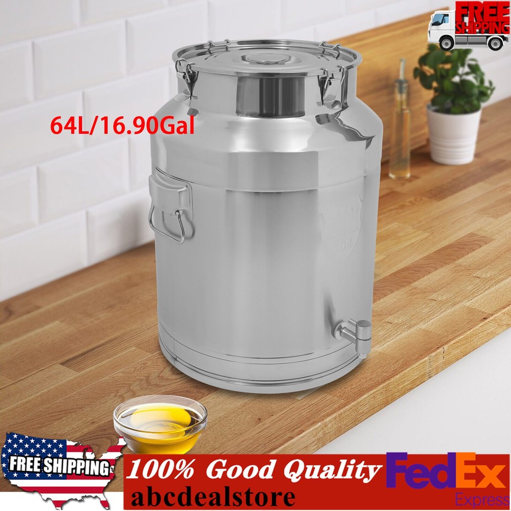 64l Stainless Steel Barrel Water Tank Milk Jars Big Container For Liquid Storage